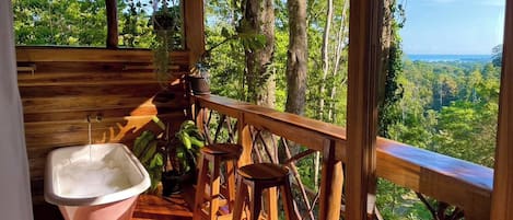 Cabin, 1 Bedroom, Balcony, Garden View | Outdoor spa tub