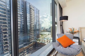 이그제큐티브 아파트, 침실 2개, 발코니, 시내 전망 | 객실에서 보이는 전망