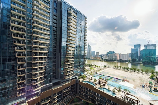 이그제큐티브 아파트, 침실 2개, 발코니, 시내 전망 | 객실에서 보이는 전망