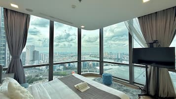 Executive Apartment, 3 Bedrooms, Balcony, City View | Memory foam beds, desk, laptop workspace, blackout drapes