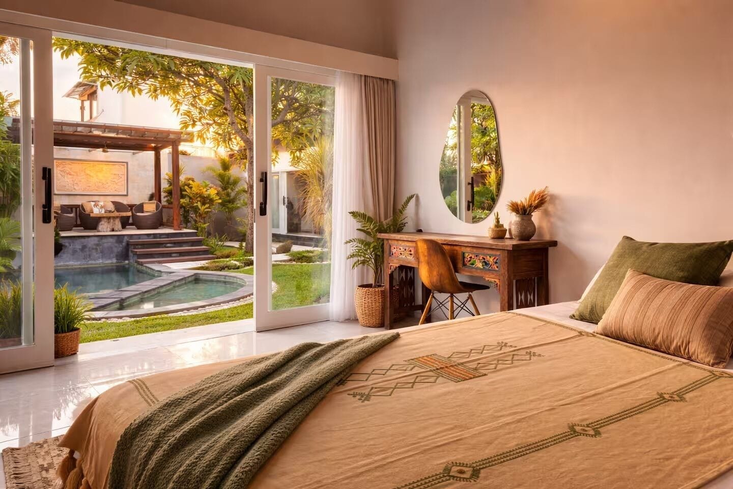Luxury Villa, Pool View | Premium bedding, in-room safe, blackout curtains, iron/ironing board