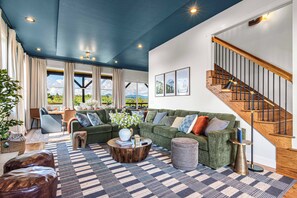 Smart TV, fireplace, video games, table football