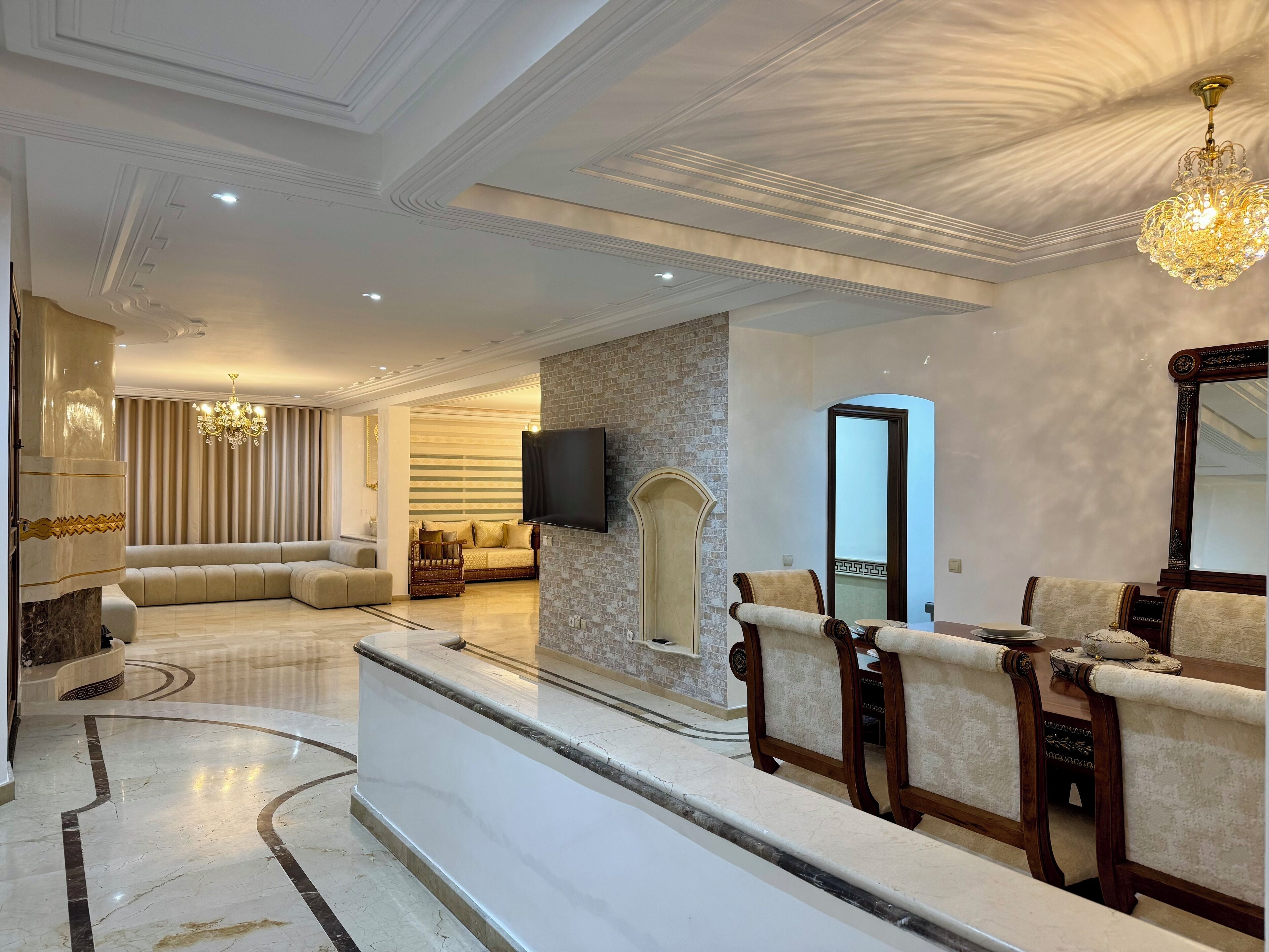 Deluxe Apartment, Balcony, City View | Living area | 150-cm Smart TV with satellite channels