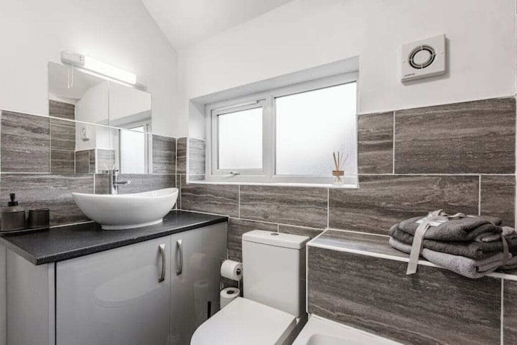 Hair dryer, towels, toilet paper