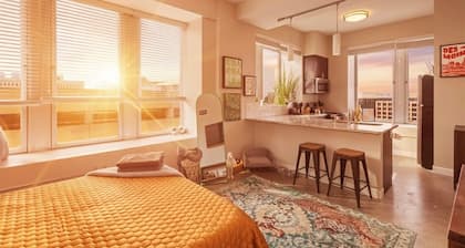 Welcome to Dog Moines- Skywalk connected pet-friendly studio. NO pet fees!