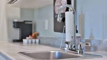 Fridge, microwave, coffee/tea maker