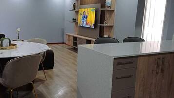 Microwave, oven, cookware/dishes/utensils