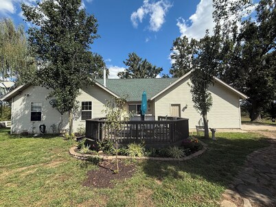 Charming 4-Bedroom Getaway: River Access, Gorgeous Views, Party Barn, Hot Tub