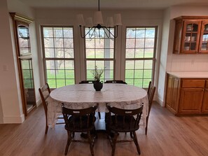 Dining - Luxury Farmhouse Retreat with Hot Tub and Private River Access (Ash Grove)