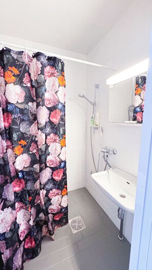 Sèche-cheveux, serviettes fournies, savon, papier toilette