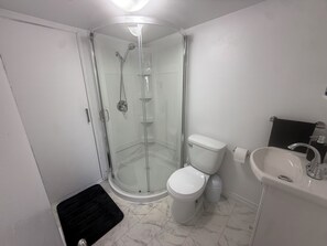 Hair dryer, towels, toilet paper