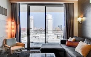Studio Luxe, balcon, vue montagne | Coin séjour