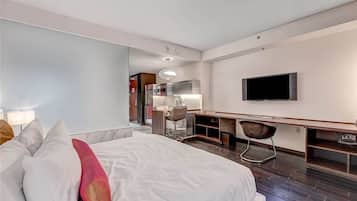 In-room safe, desk, laptop workspace, blackout drapes