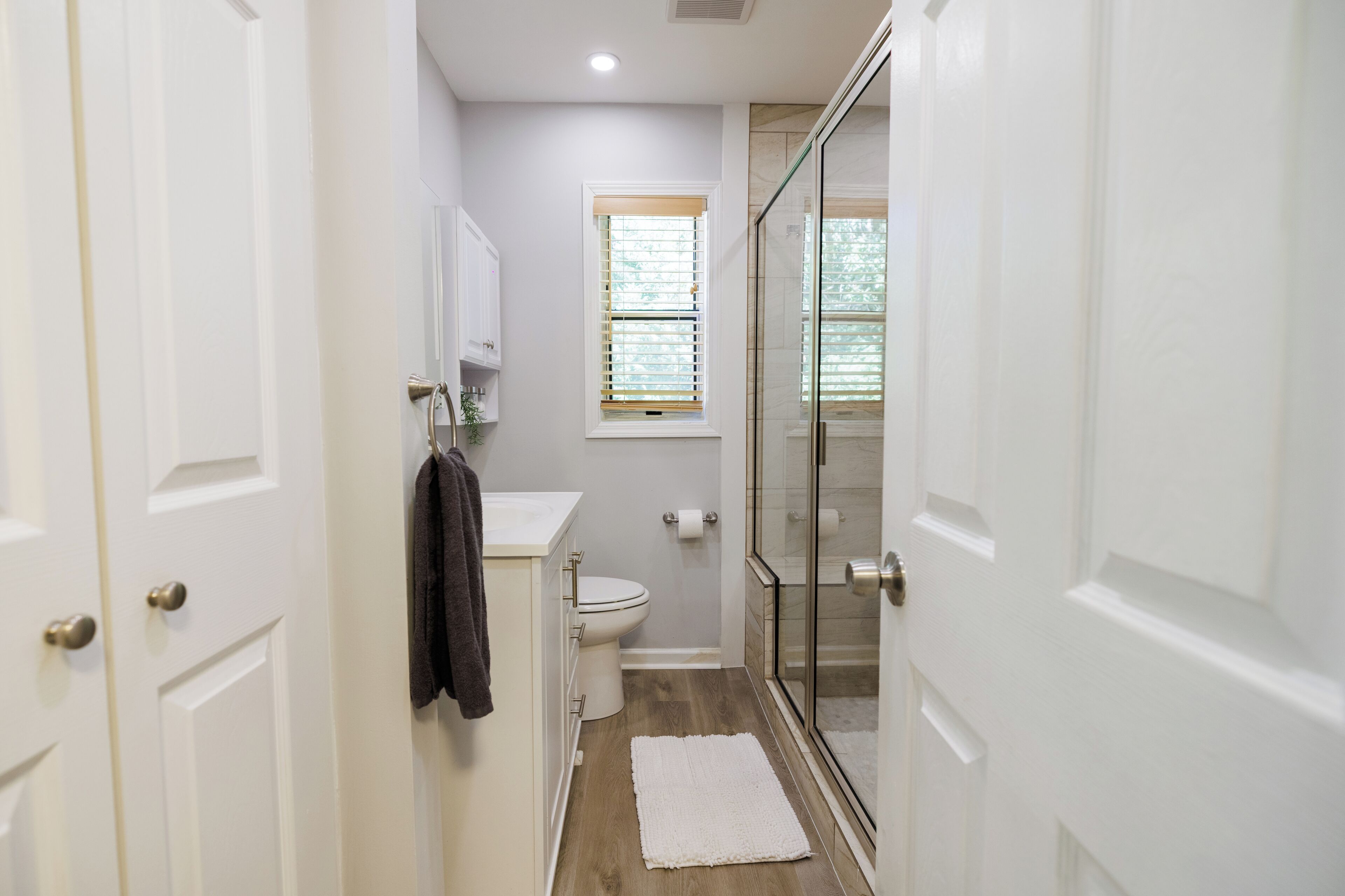 Shower, eco-friendly toiletries, hair dryer, bidet