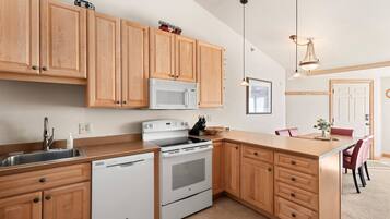 Kühlschrank, Mikrowelle, Herdplatte, Geschirrspüler