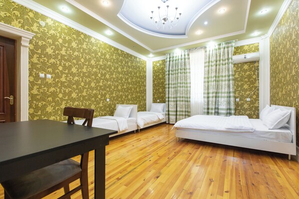 Tripla Economy, vista cortile | Postazione laptop, tende oscuranti, ferro/asse da stiro, Wi-Fi gratuito