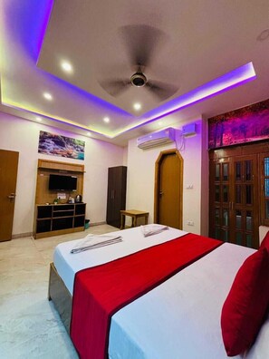 Habitación individual Deluxe, balcón, vista al parque | Espacio para trabajar con laptop y wifi gratis 