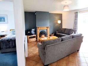 TV, fireplace