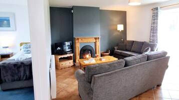 TV, fireplace