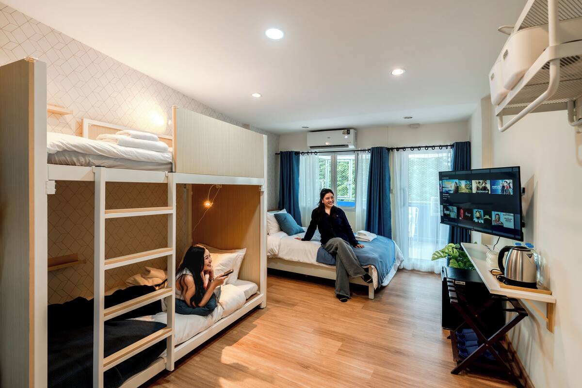 Superior Family Room with Balcony (5th Floor, Stairs only) | Blackout drapes, iron/ironing board, WiFi (free), bed sheets
