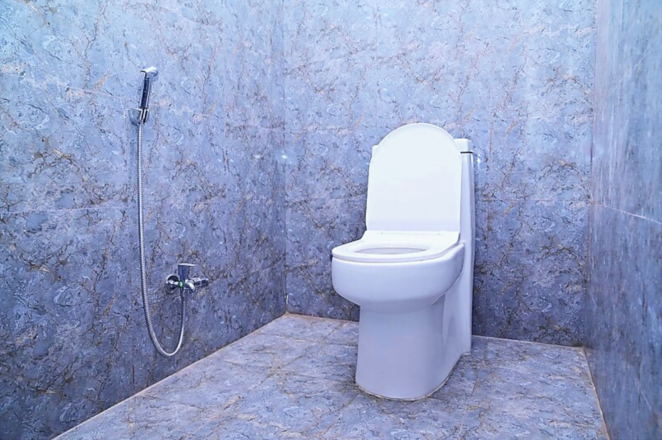 Shower, rainfall showerhead, slippers, towels