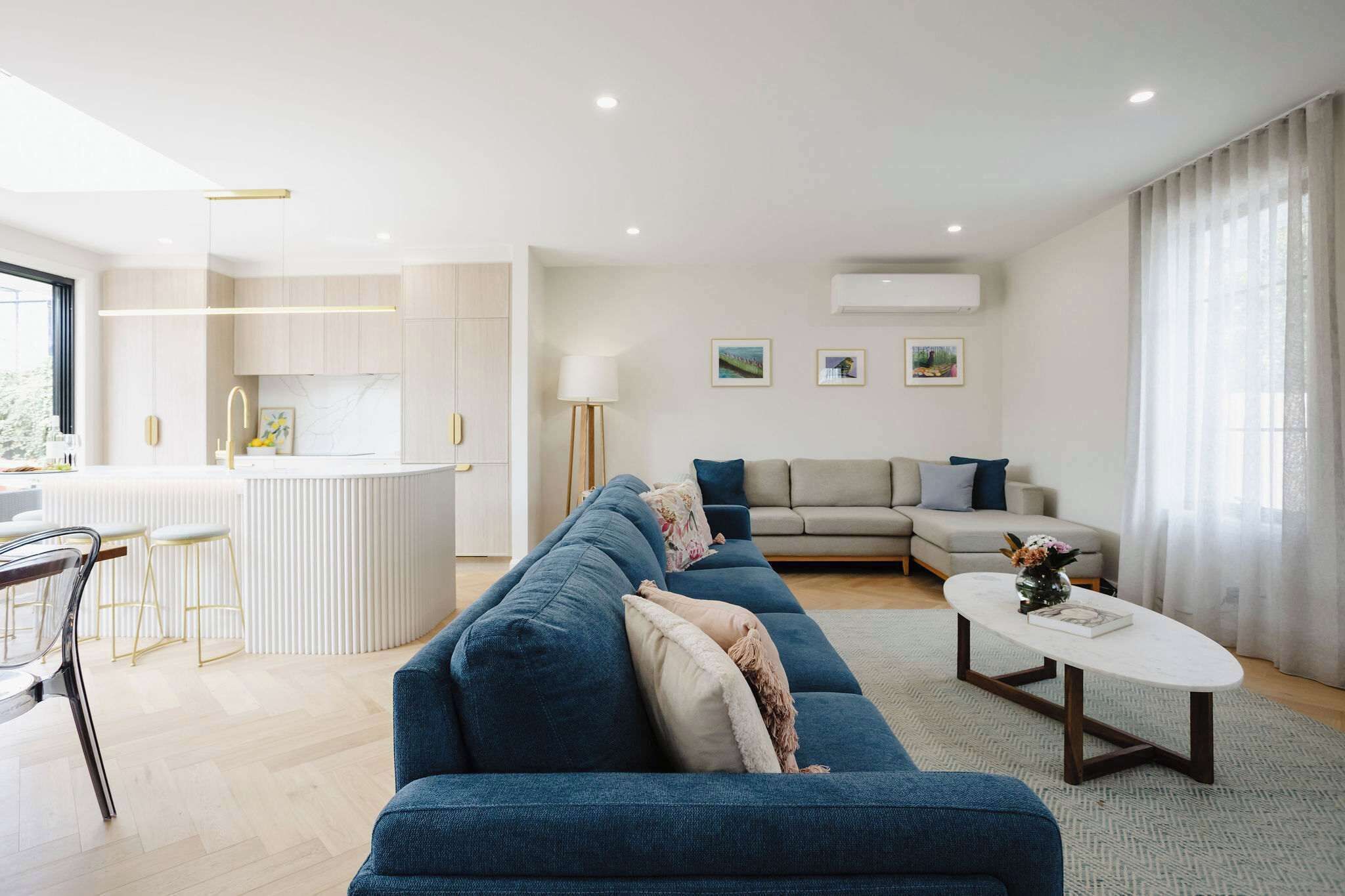 TV, fireplace, books, offices