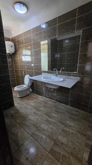 Habitación Deluxe con 1 cama matrimonial o 2 individuales, vista a la ciudad | Baño | Toallas y shampoo