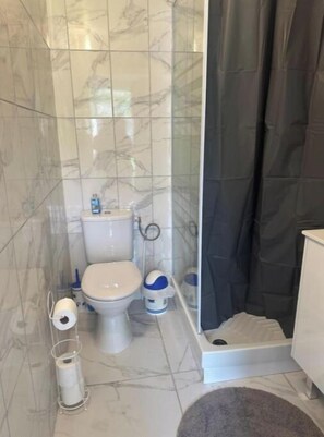 Shower, hair dryer, towels, soap - Family House (Beauvais)