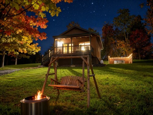  Romantic LURAY Mountain getaway. Secluded Log cabin #1 Hot Tub stone fireplace