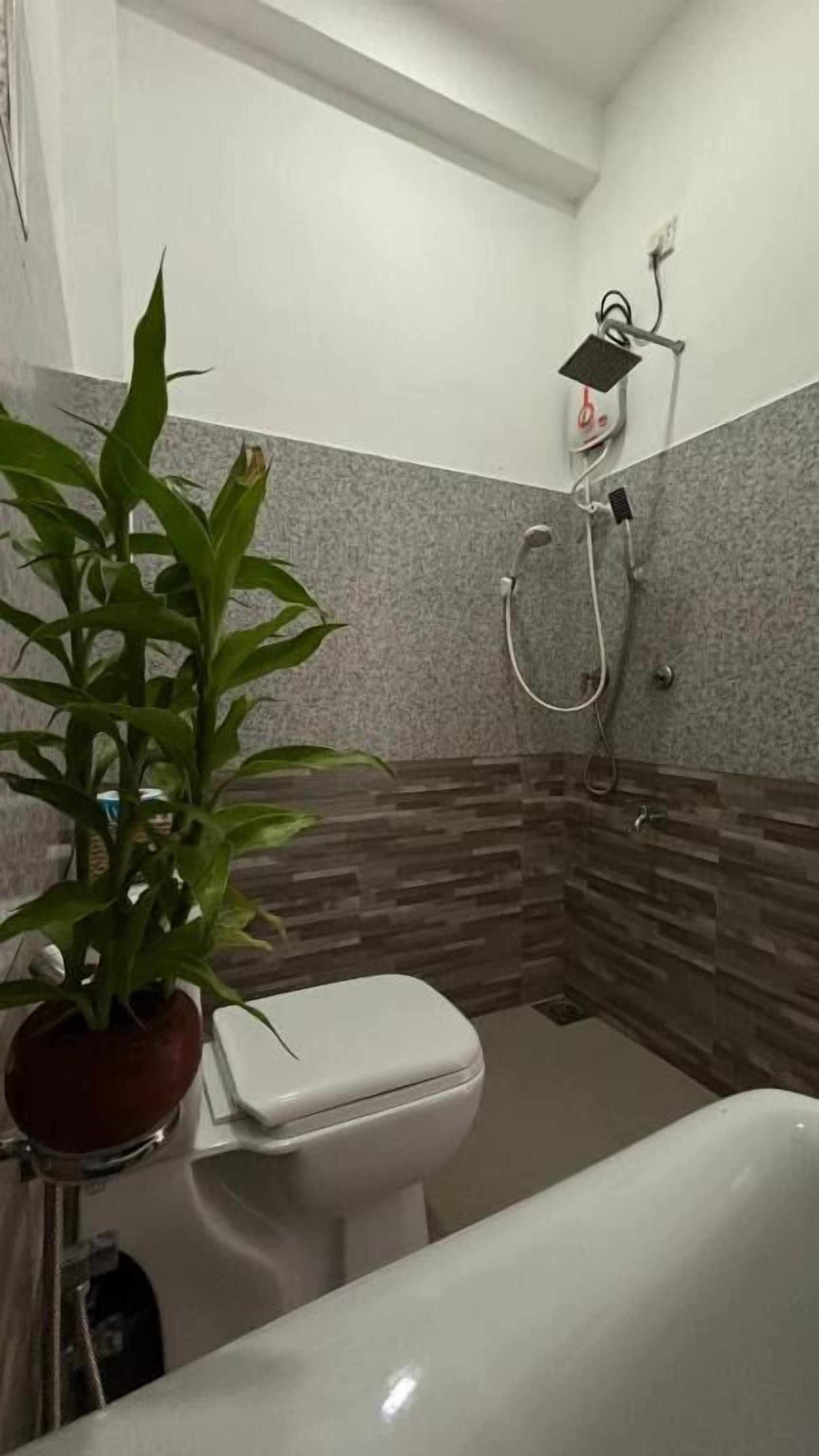 Shower, towels, soap, shampoo