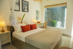 Standard dubbelrum - 1 queensize-säng - icke-rökare - luftkonditionering | Egyptiska bomullslakan, sängtillbehör av högsta kvalitet och duntäcken