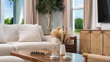 Smart TV, foosball, stereo