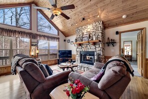 Televisión y chimenea 