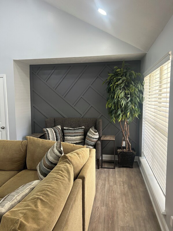 Smart TV, chimenea y libros