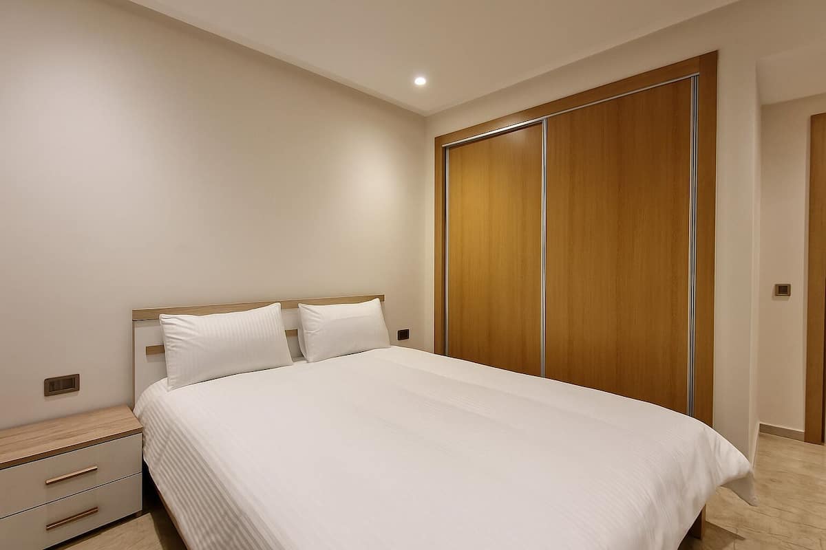 Blackout drapes, iron/ironing board (on request), WiFi (free)