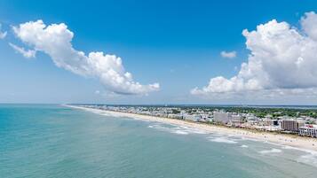 Beach nearby, sun loungers