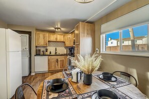 Fridge, microwave, oven, stovetop - Lone Star Lookout - Cozy 2-BR w/ Mountain Views, King Bed & Pet-Friendly Yard (Colorado Springs)