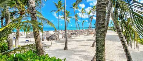 Beach nearby, white sand, beach towels, beach massages