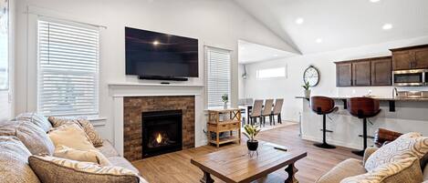 Télévision, cheminée