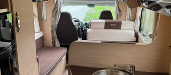 Campervan in centre of Höfn í Hornafirði PARKED.