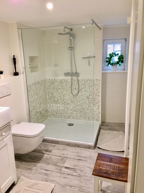 Dusche, Haartrockner, Handtücher