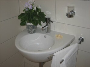 Douche, sèche-cheveux, serviettes fournies