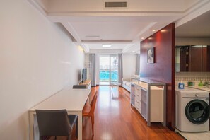 Superior Apartment, 1 Bedroom, Kitchen, City View | Living room | 55-inch Smart TV with cable channels - Tyms Xujiahui Modern 1BR APT (Shanghai)