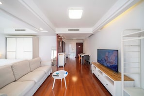 Superior Apartment, 1 Bedroom, Kitchen, City View | Living room | 55-inch Smart TV with cable channels - Tyms Xujiahui Modern 1BR APT  (Shanghai)