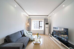 Superior Apartment, 2 Bedrooms, Kitchen, City View | Living room | 55-inch Smart TV with cable channels - Tyms Modern 2BR APT Xujiahui Dacheng  (Shanghai)