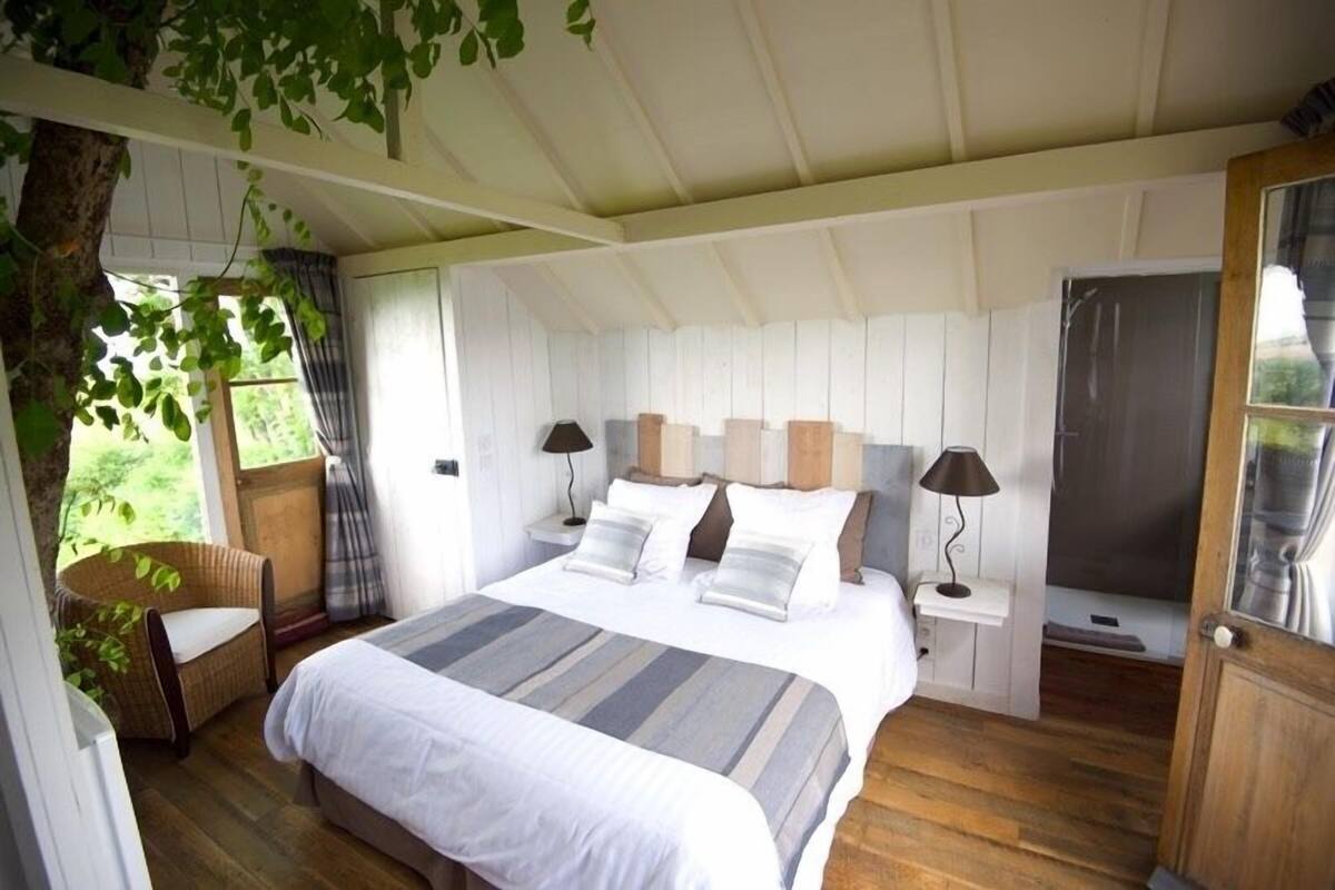 Cabaña Deluxe, vista al lago | Cortinas blackout, tabla de planchar con plancha y wifi gratis