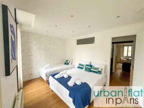 2 makuuhuonetta, silitysrauta/-lauta, ilmainen Wi-Fi, vuodevaatteet