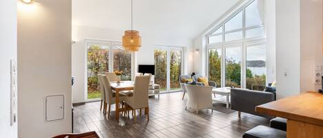 Télévision, cheminée, lecteur de DVD, chaßne hi-fi