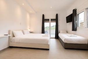 Estúdio luxo, 1 cama Queen e sofá-cama, vista para o jardim | Escrivaninha, Wi-Fi de cortesia, roupa de cama