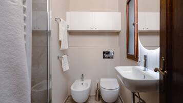 Dusche, Bidet, HandtĂŒcher, Shampoo